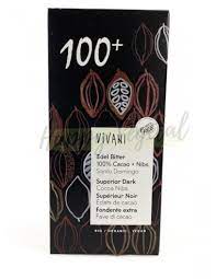 Chocolate negro 100% con nibs de cacao bio 80g Vivani